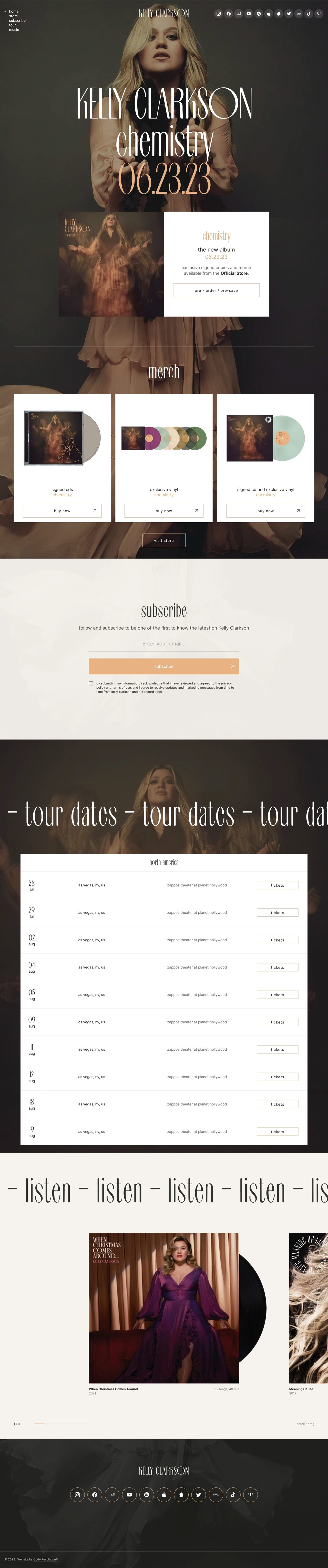 Kelly Clarkson Website Screenshot