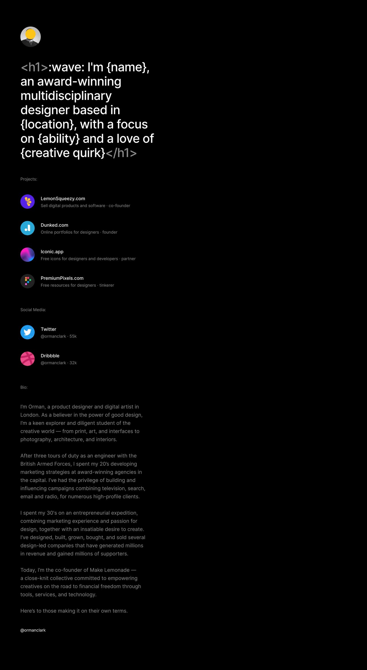 Orman Clark Website Screenshot