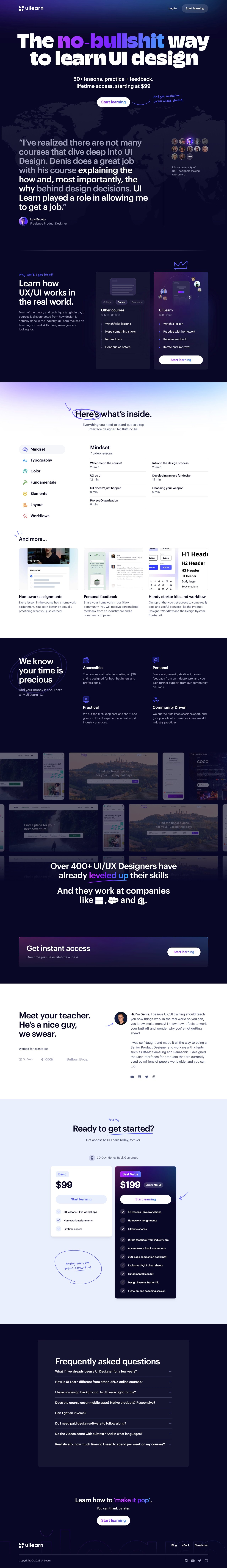 UI Learn Website Screenshot