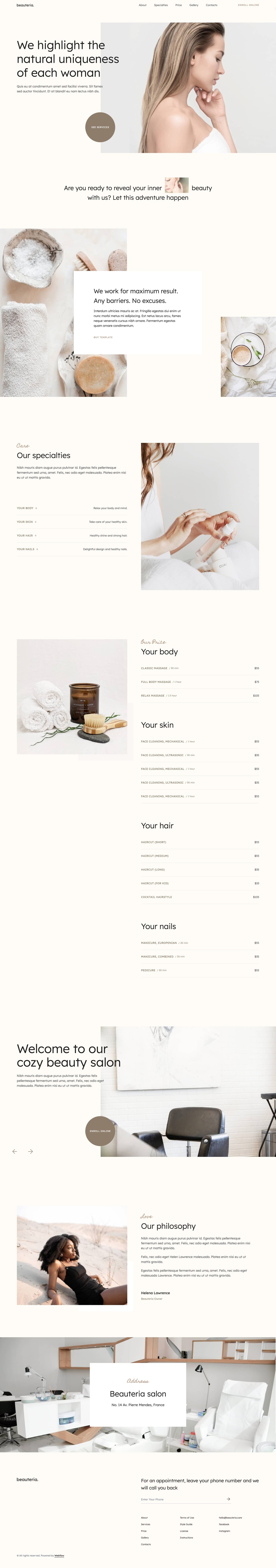 Beauteria Website Screenshot