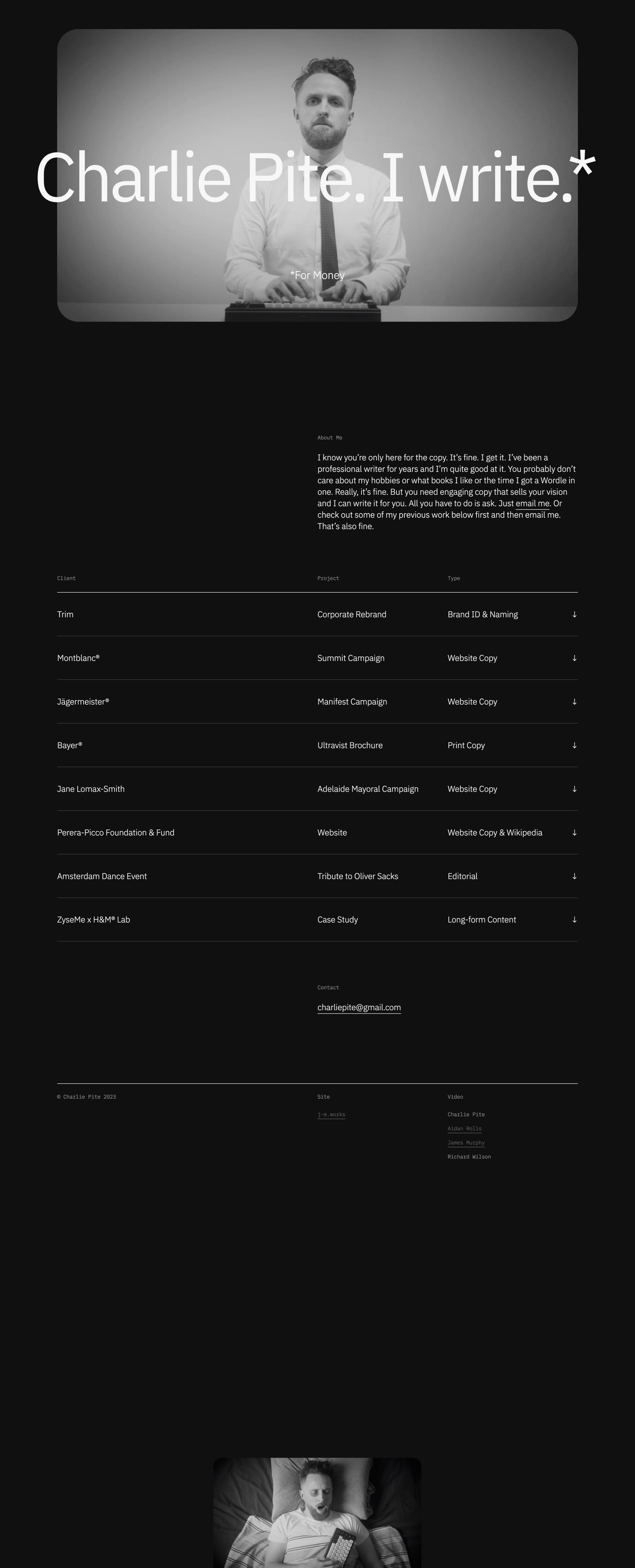 Charlie Pite Website Screenshot