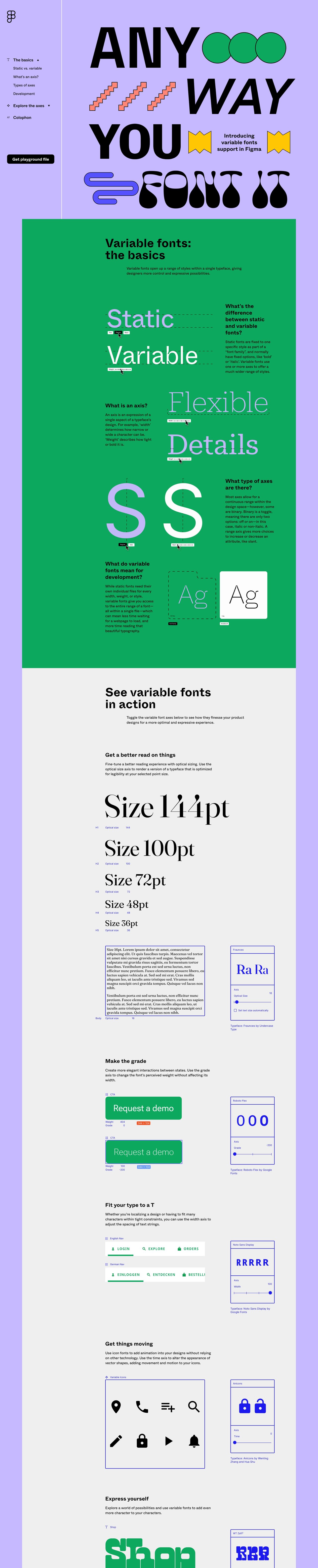 Variable fonts support in Figma Website Screenshot