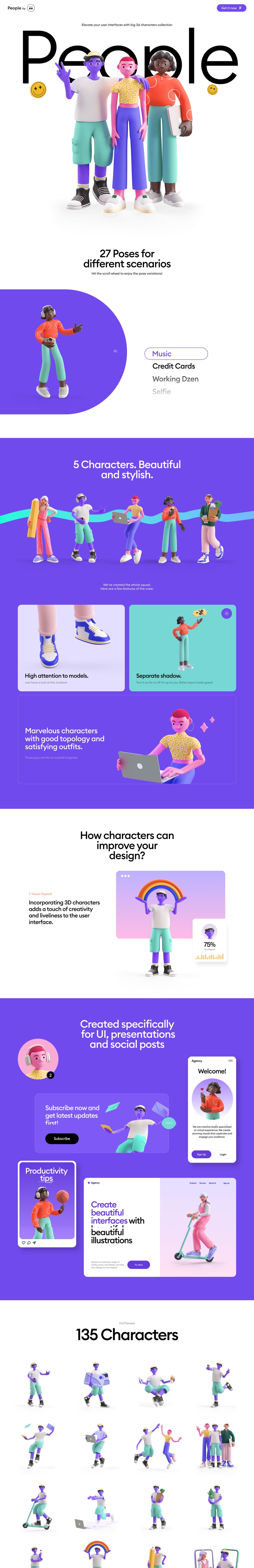 People 3D Characters Website Screenshot