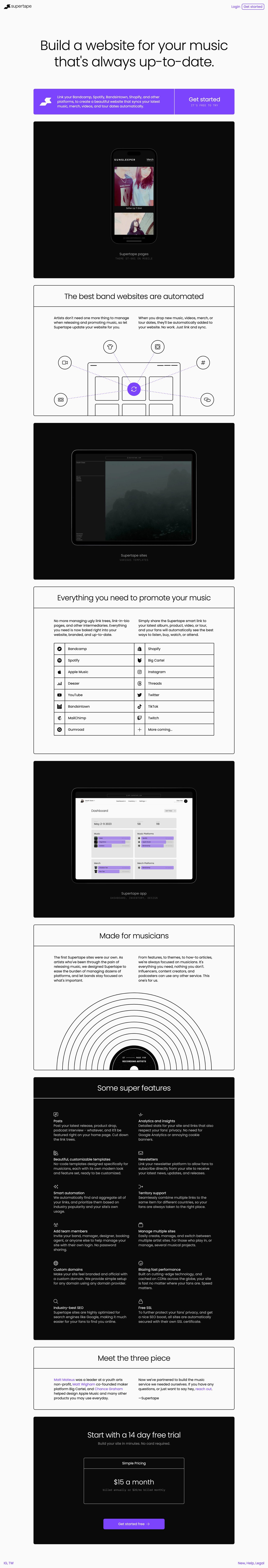 Supertape Website Screenshot