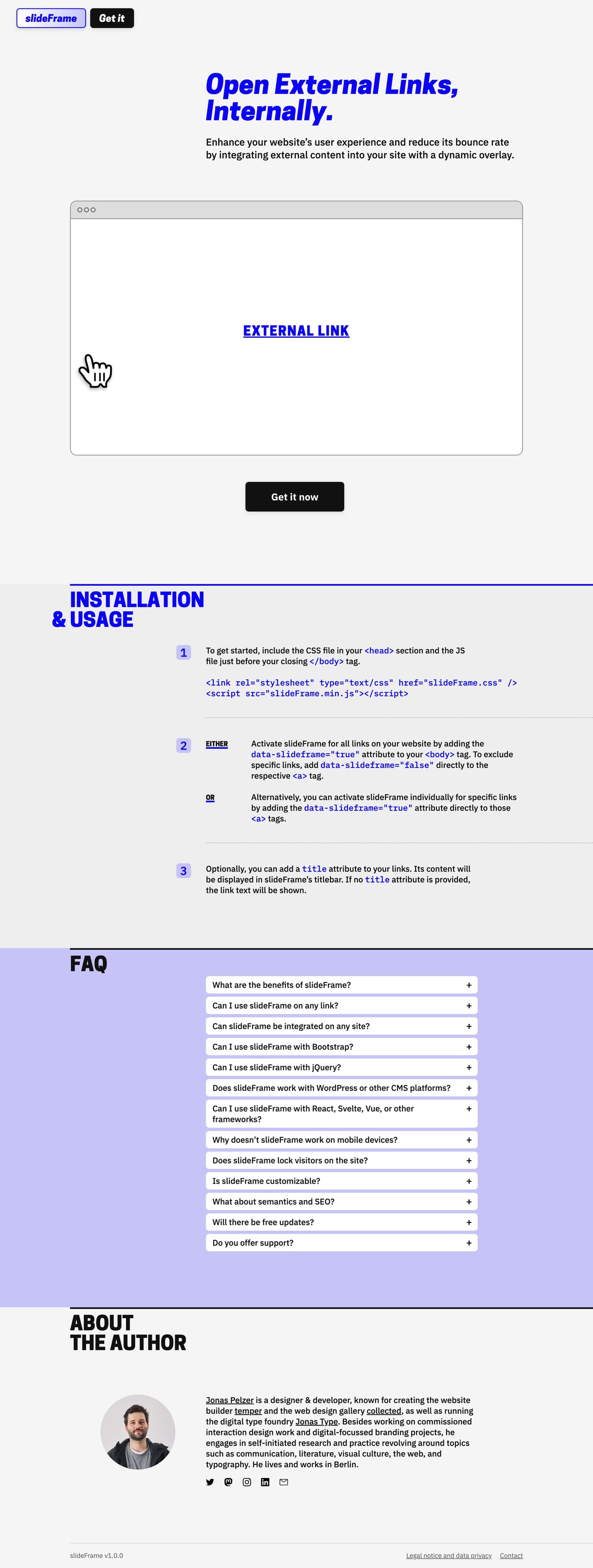 slideFrame Website Screenshot