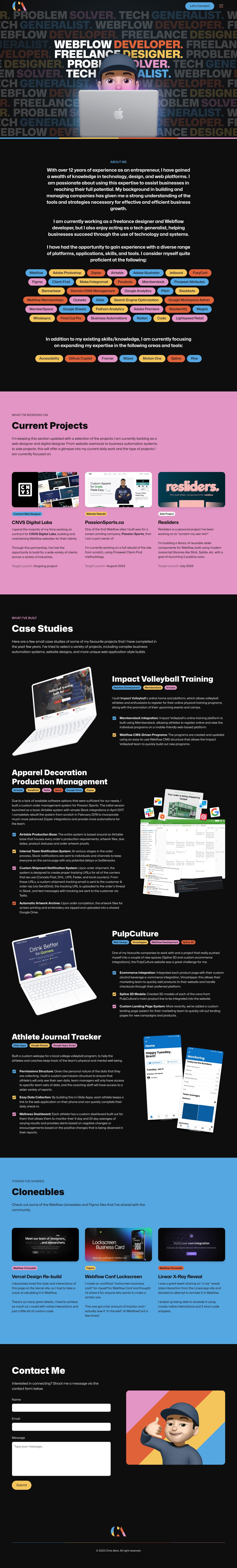 Chris Abra Website Screenshot