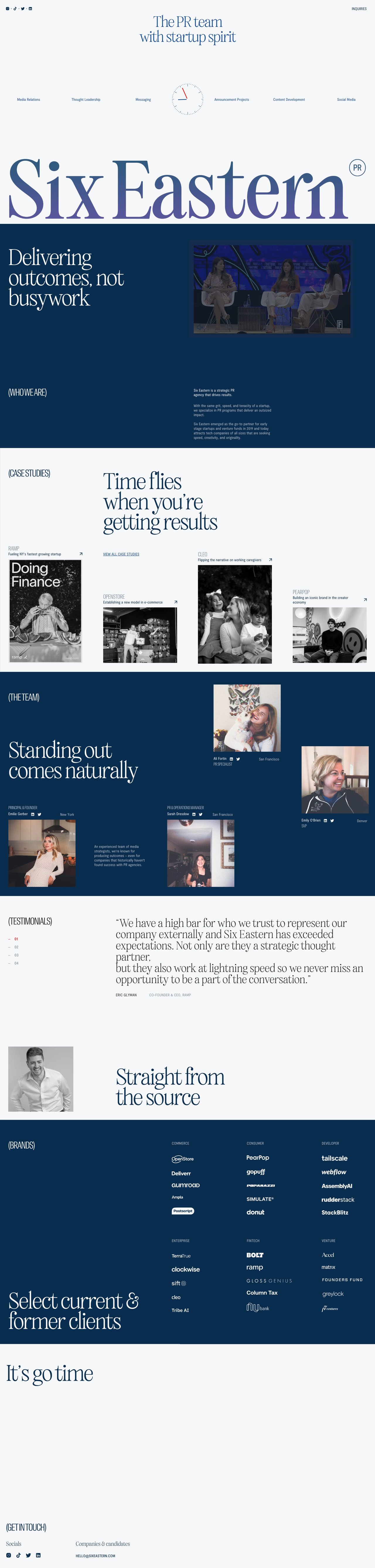 Six Eastern Website Screenshot