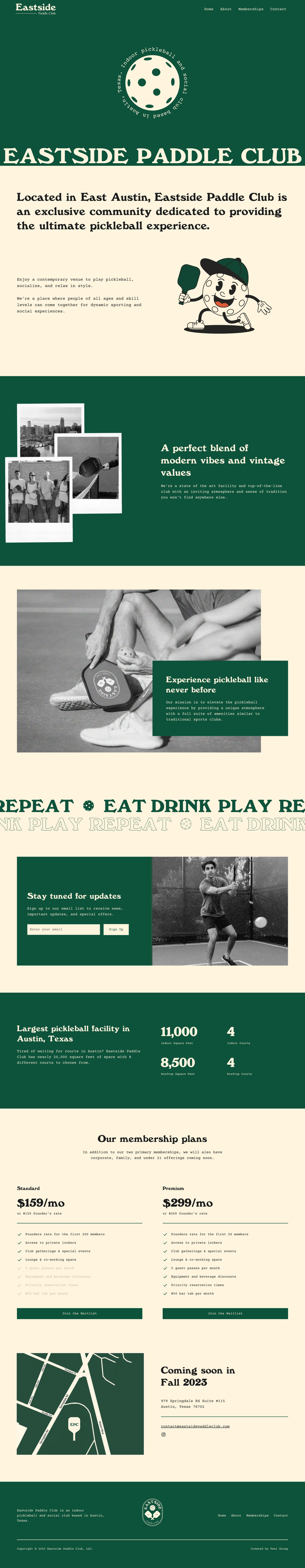 Eastside Paddle Club Website Screenshot