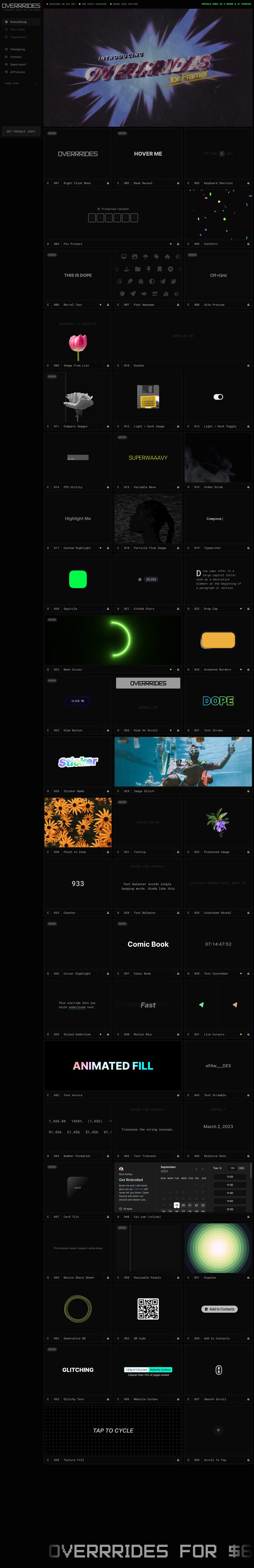 Overrrides Website Screenshot