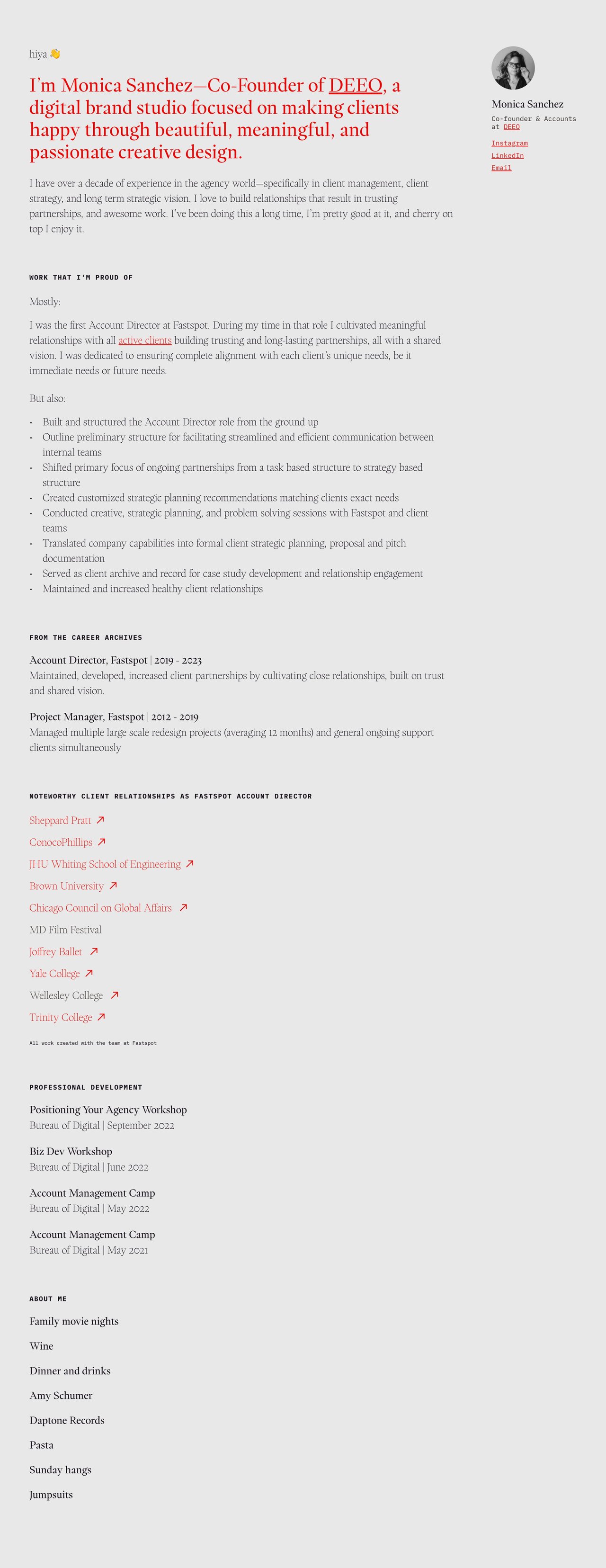 Monica Sanchez Website Screenshot