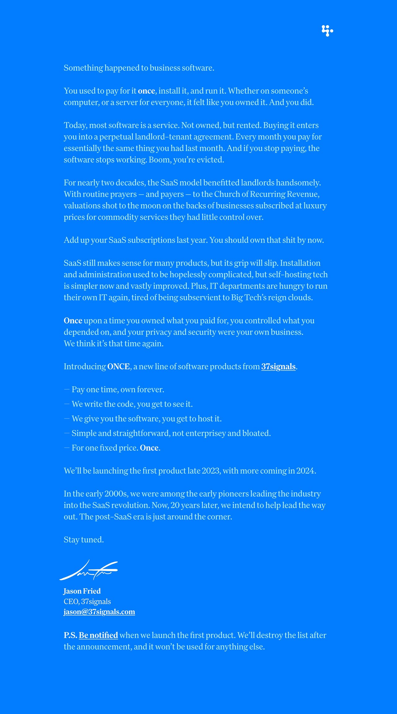 Once Website Screenshot