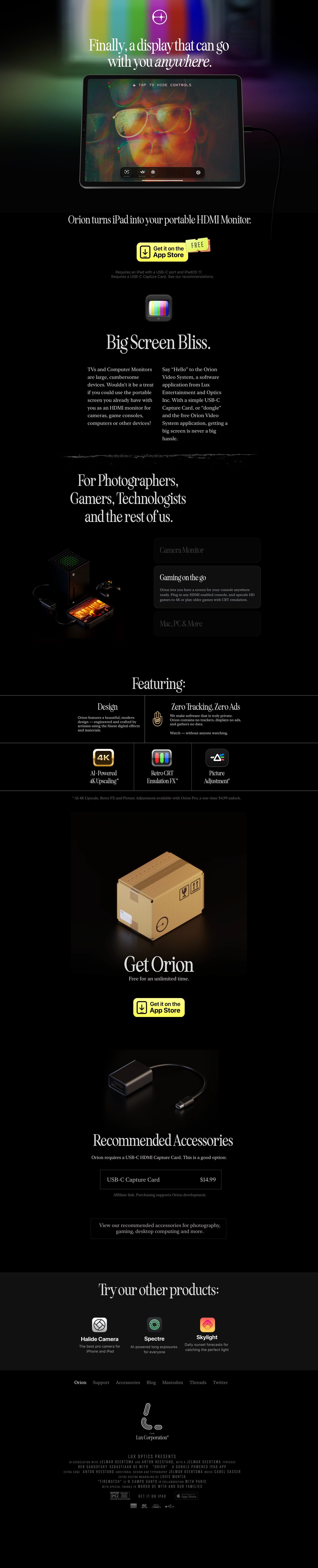 Orion Website Screenshot