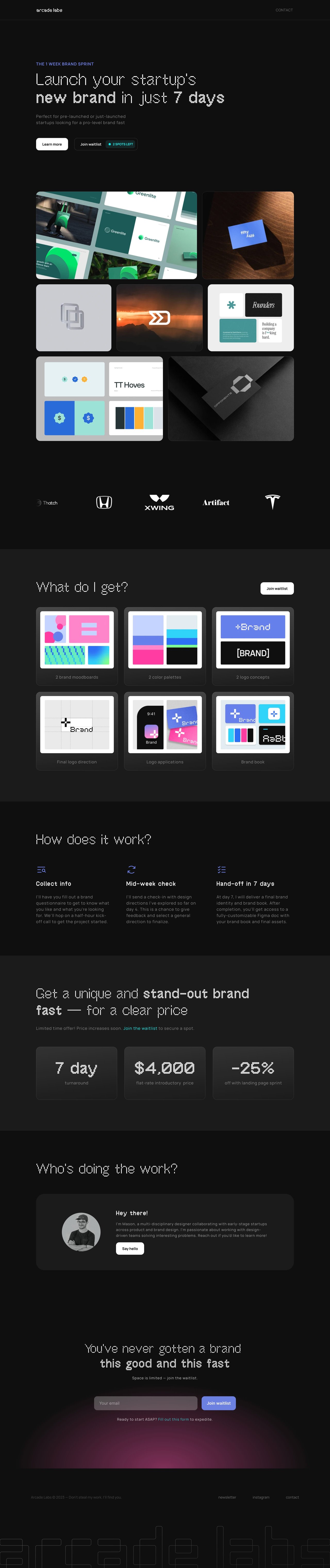 Arcade Labs – Brand Sprint Website Screenshot