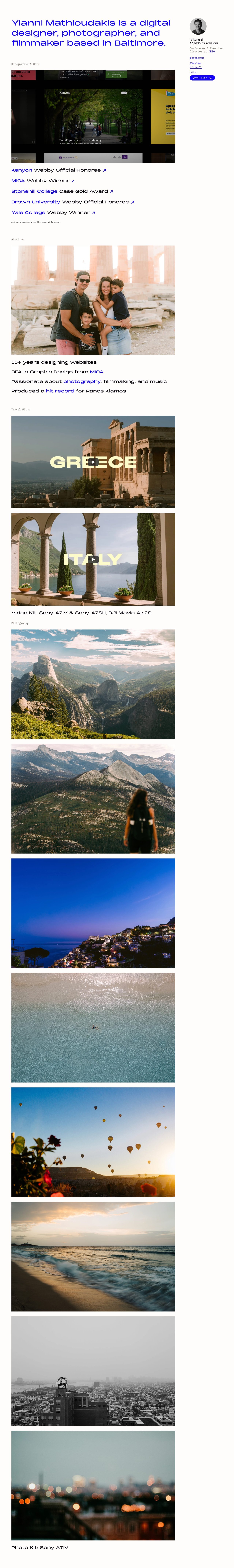 Yianni Mathioudakis Website Screenshot