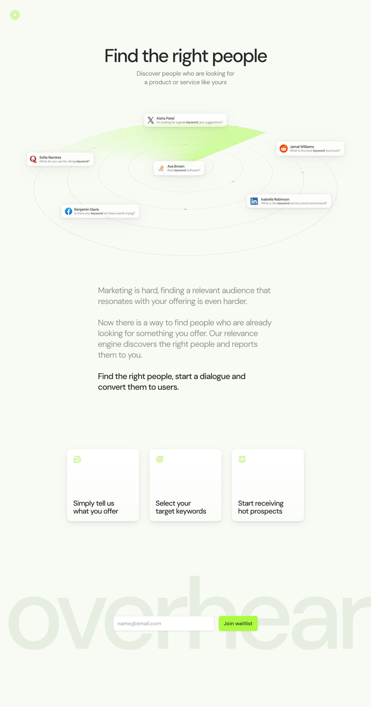 Overhear Website Screenshot