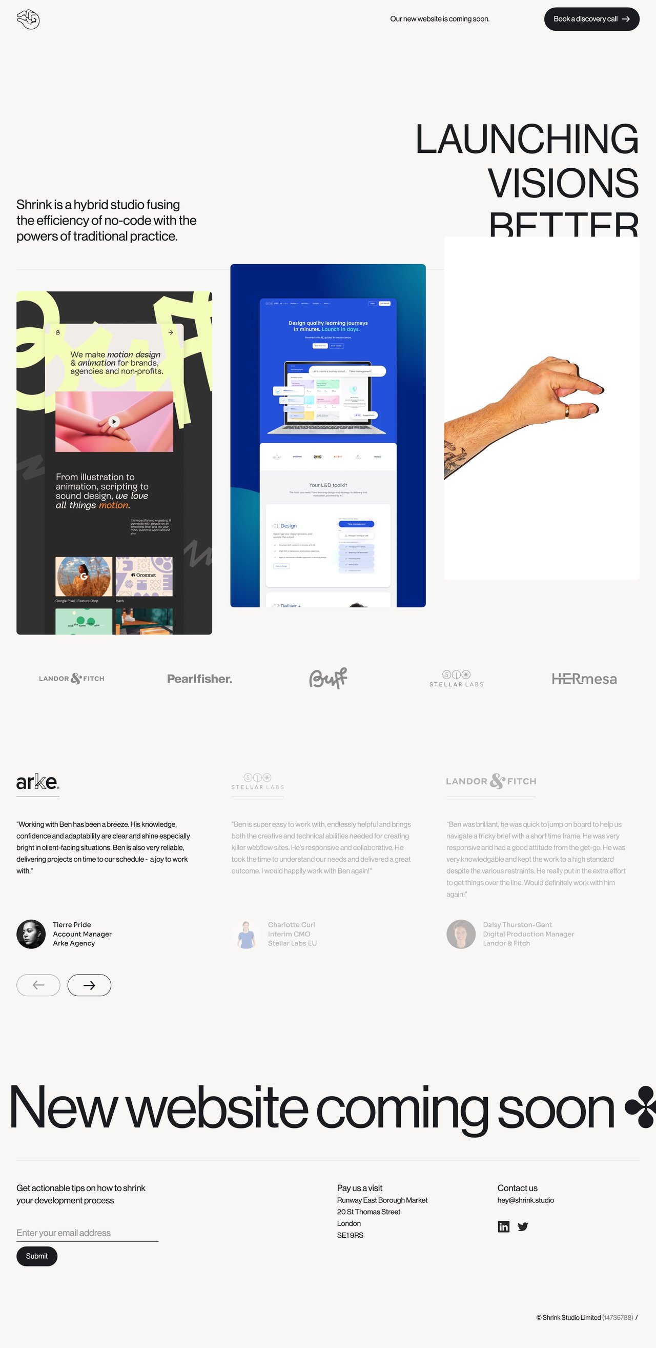 Shrink Studio Website Screenshot