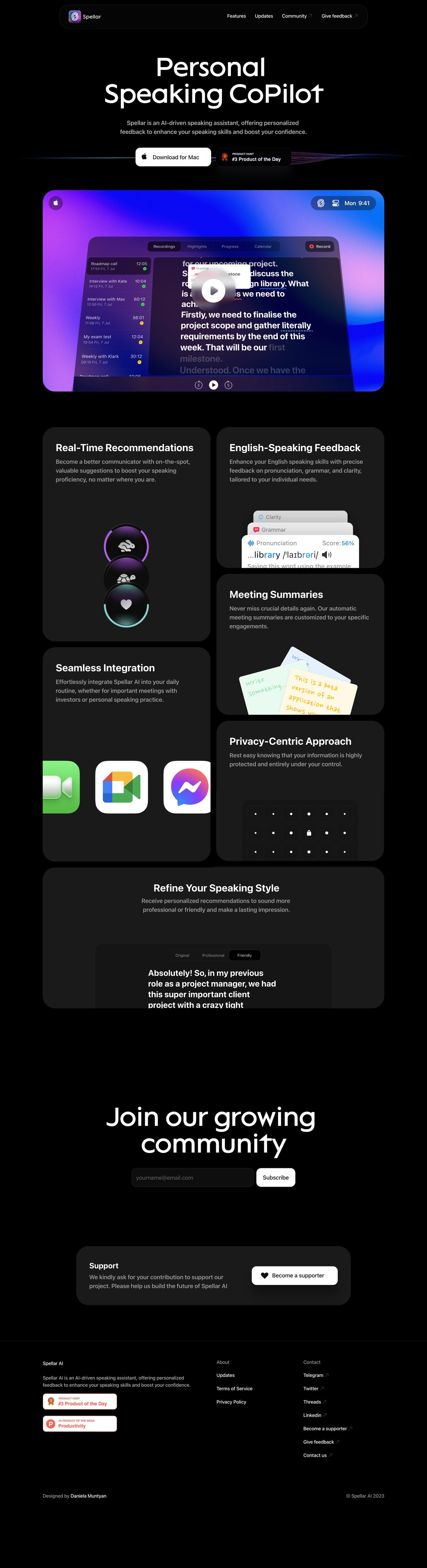 Spellar Website Screenshot
