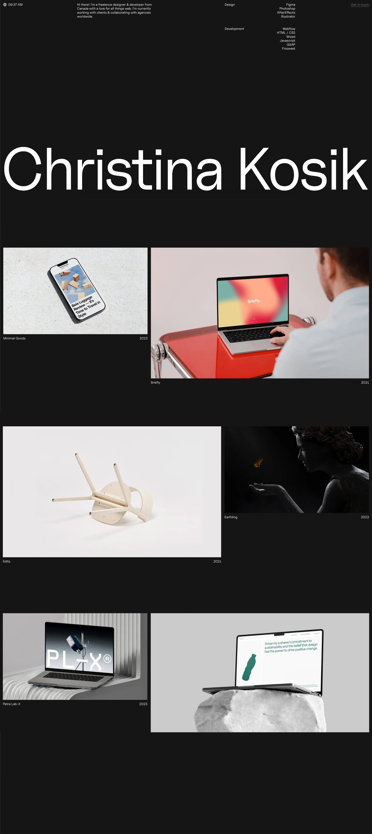 Christina Kosik Website Screenshot