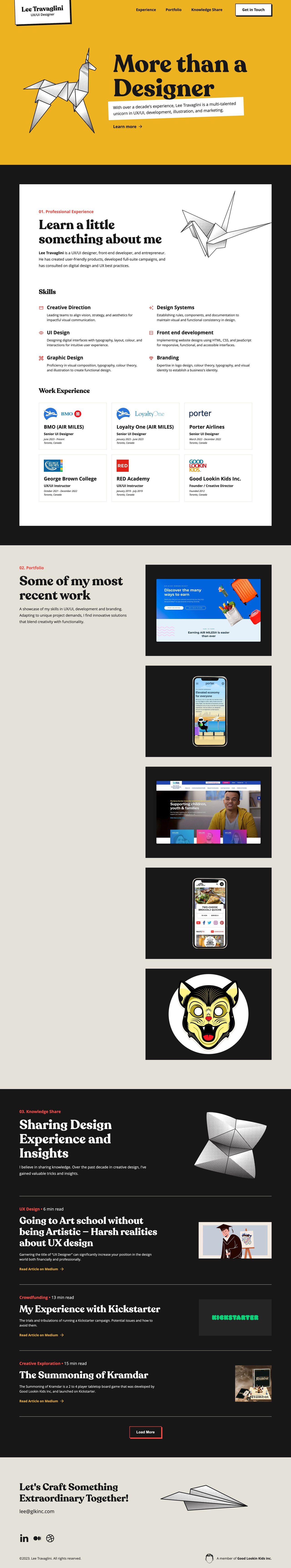 Lee Travaglini Website Screenshot