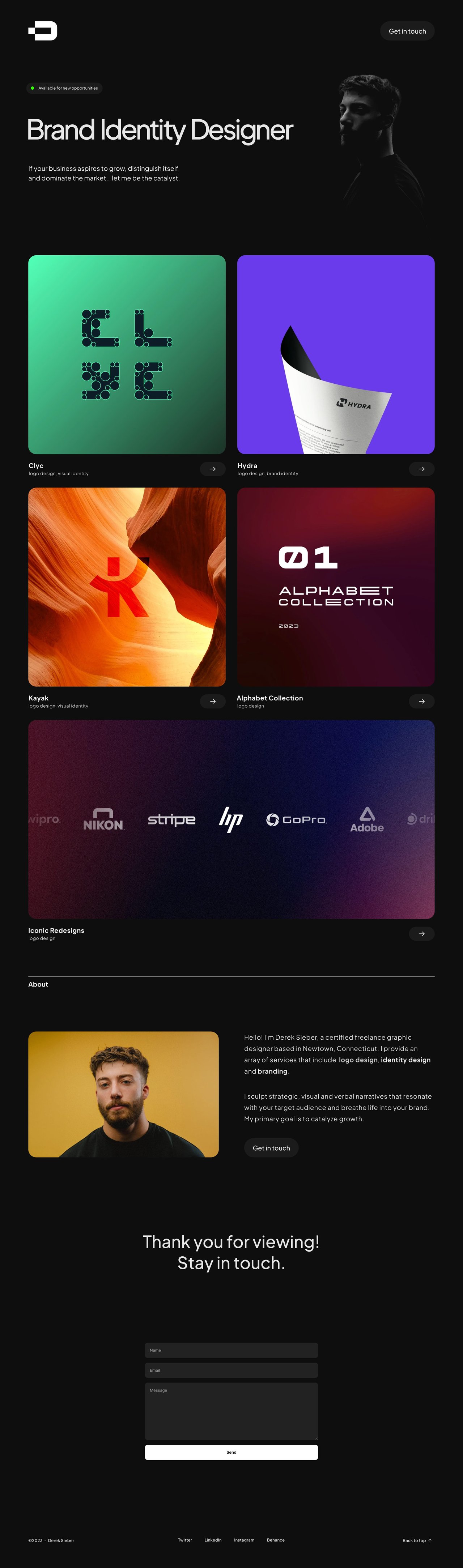 Derek Sieber Website Screenshot