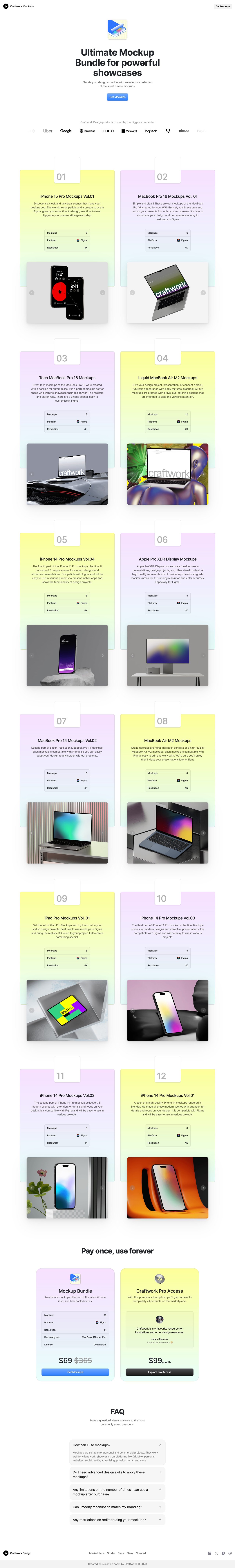 Craftwork Mockups Website Screenshot