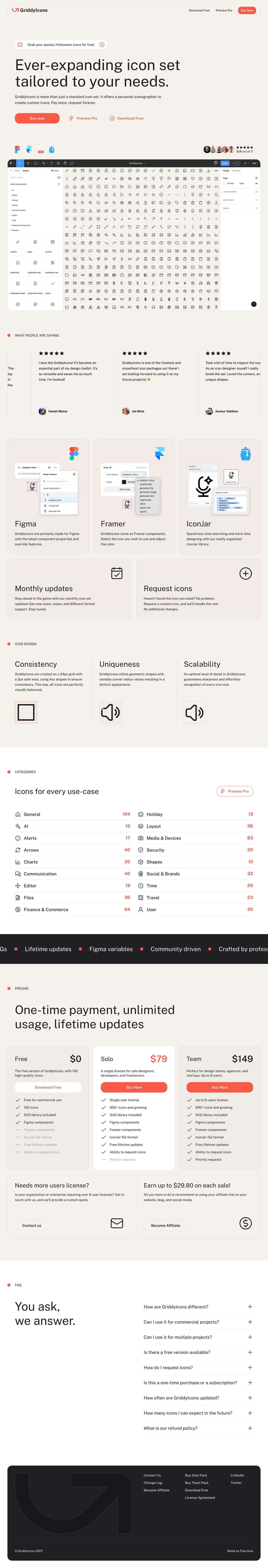 Griddy Icons Website Screenshot