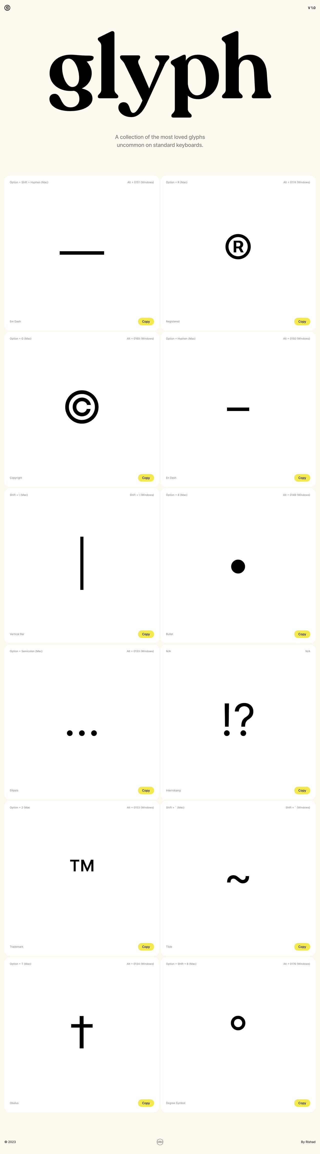 Glyph Supply Website Screenshot