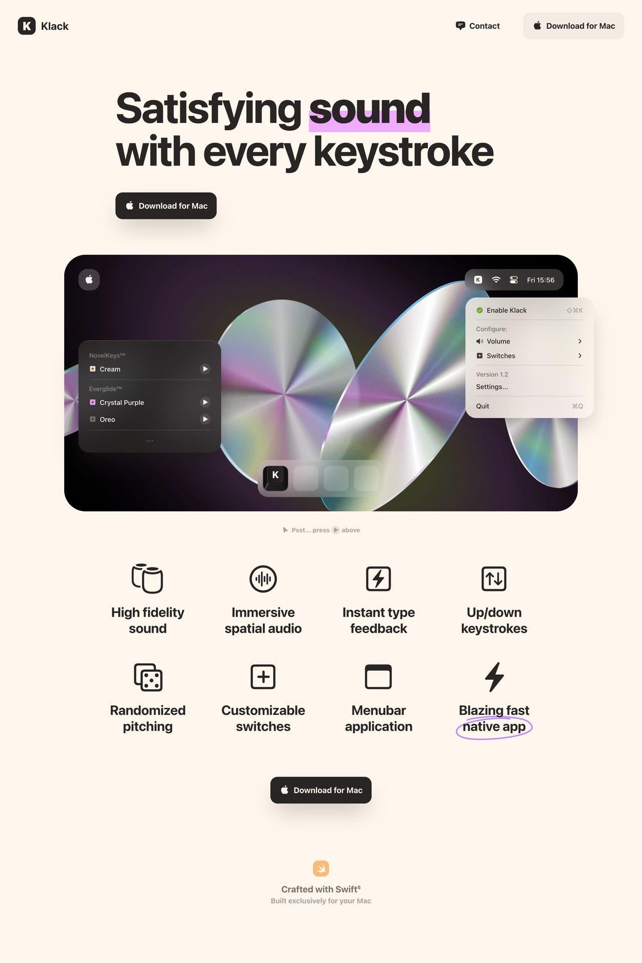 Klack Website Screenshot