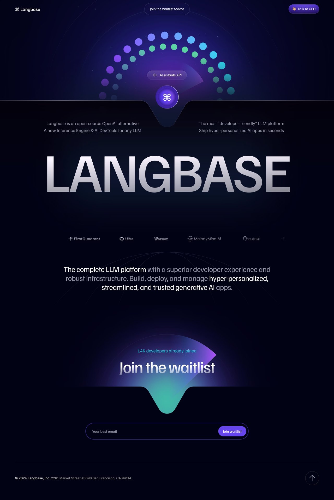 Langbase Website Screenshot