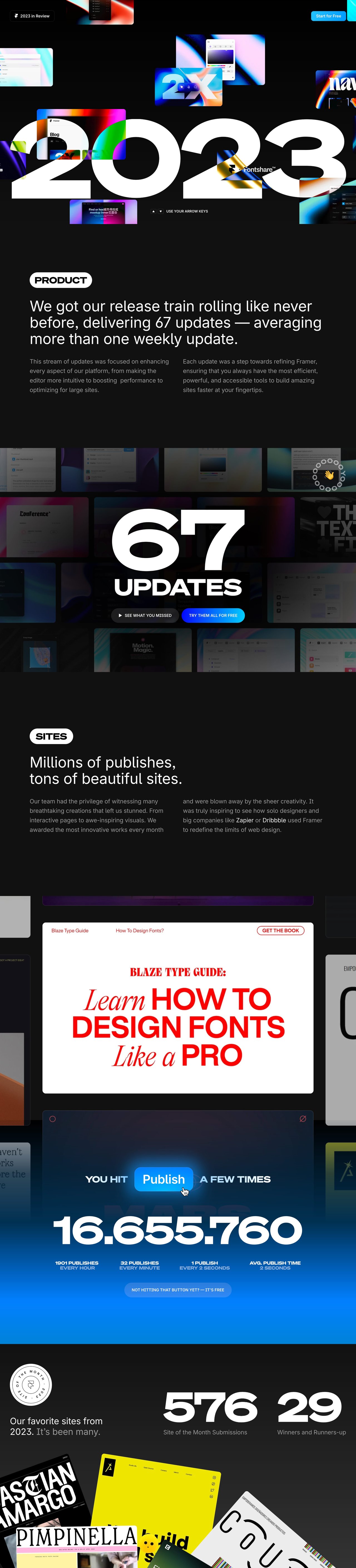 Framer: 2023 Year in Review Website Screenshot