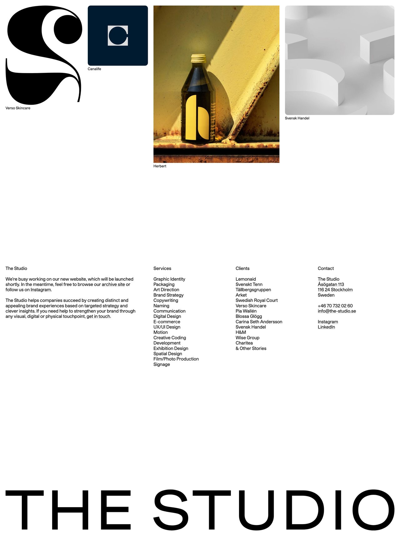 The Studio Website Screenshot