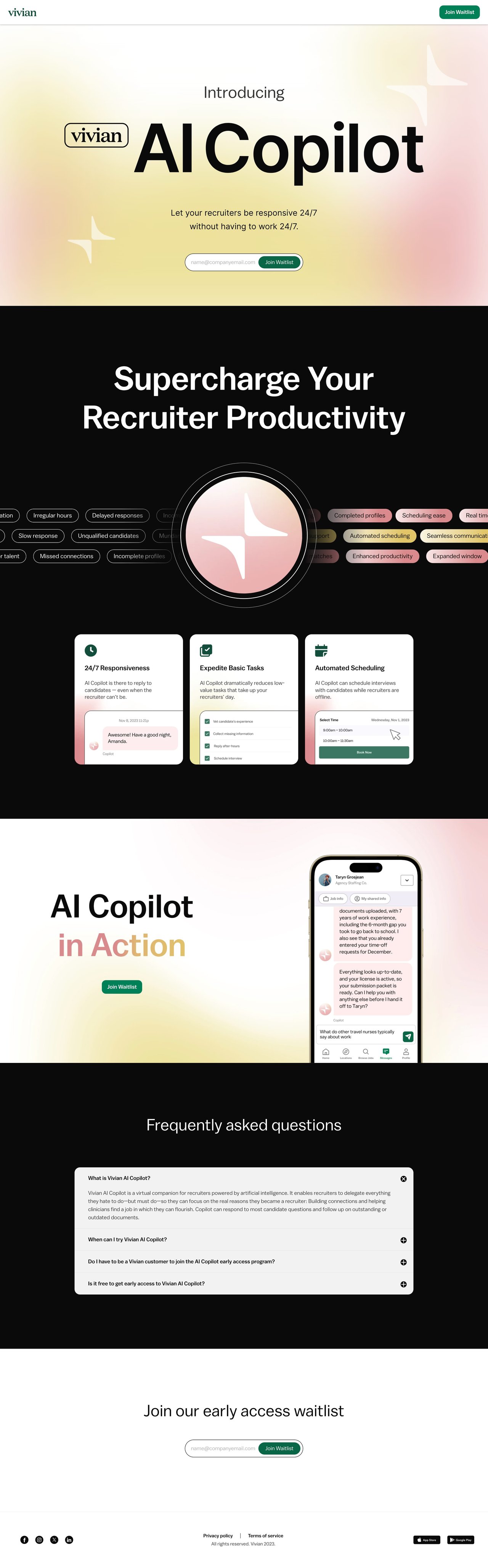 Vivian AI Copilot Website Screenshot