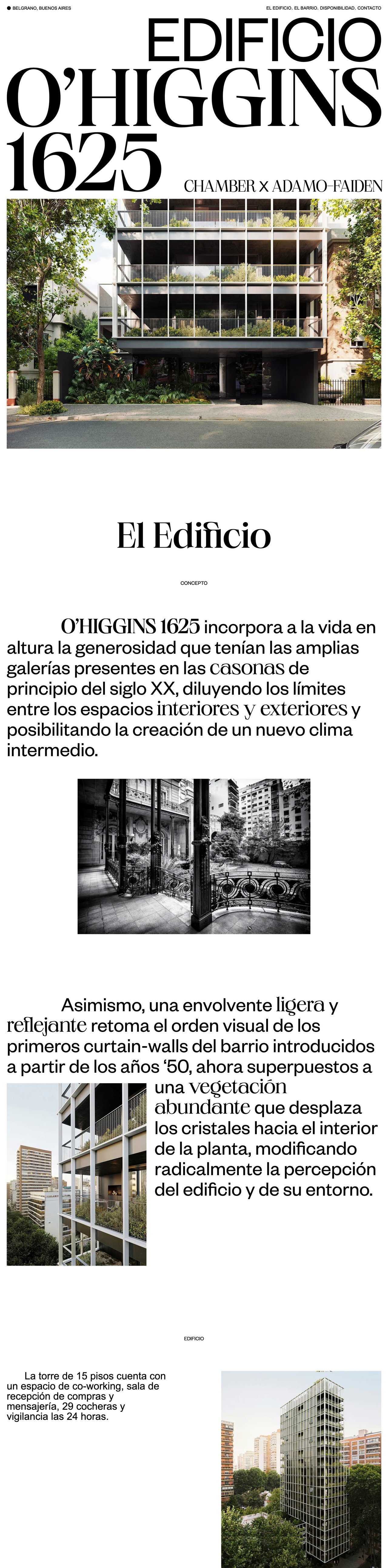 O’Higgins 1625 Website Screenshot