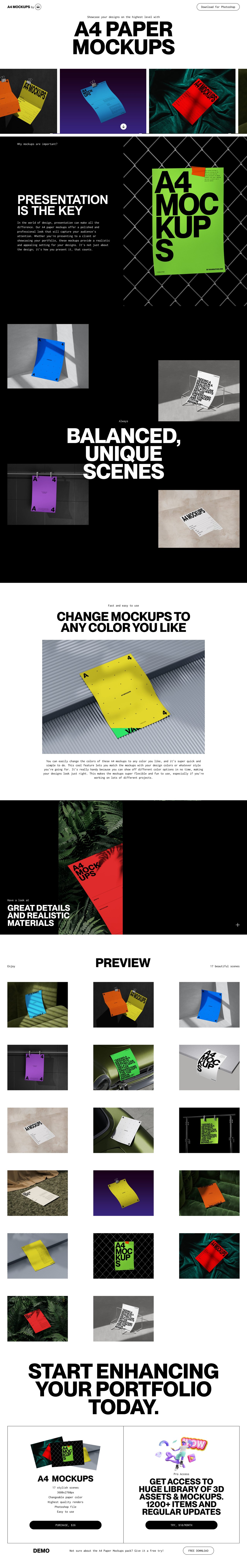 A4 Paper Mockups Website Screenshot