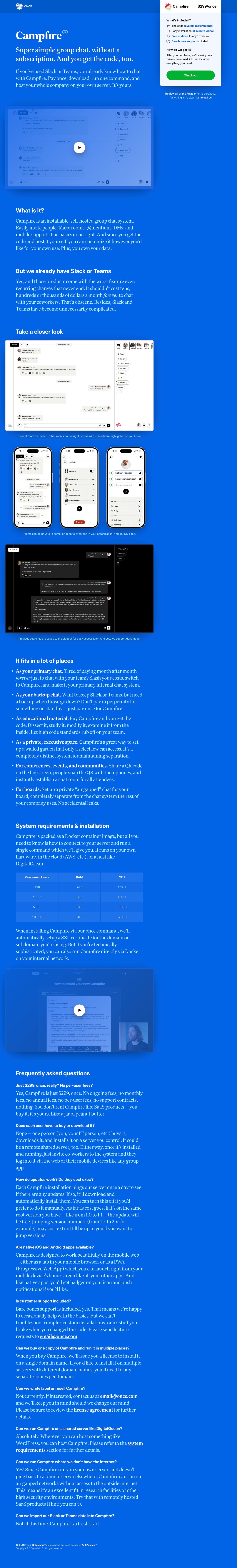 Campfire Website Screenshot