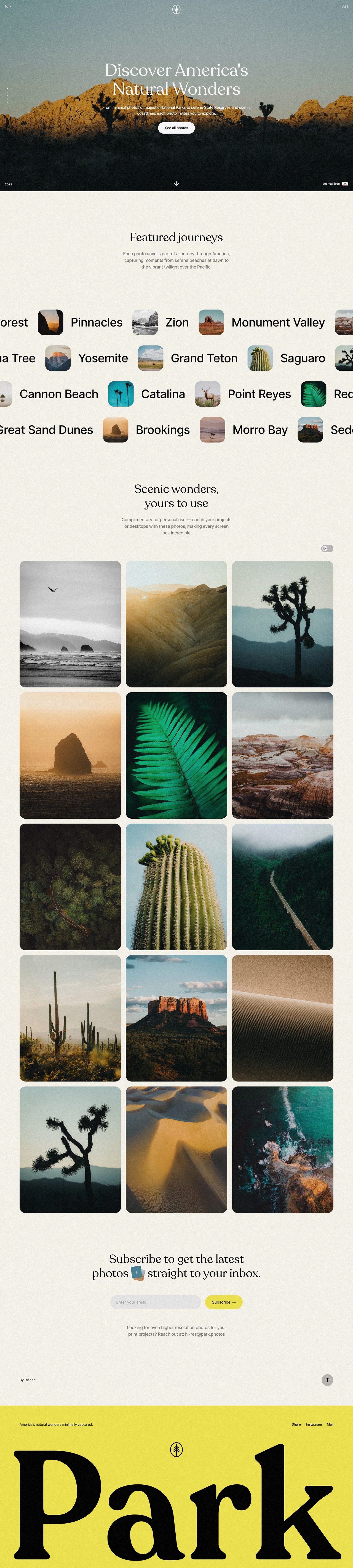 Park Website Screenshot