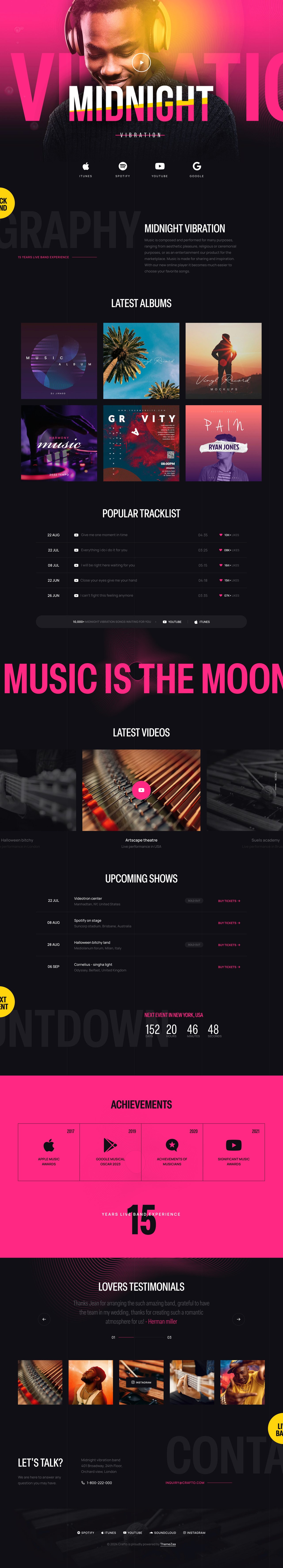 Crafto Music Website Screenshot