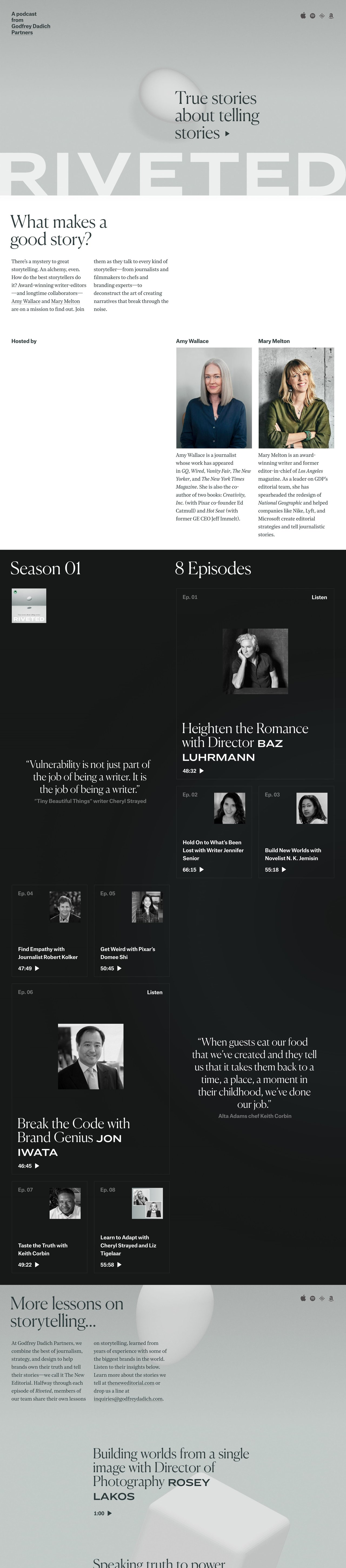 Riveted Podcast Website Screenshot