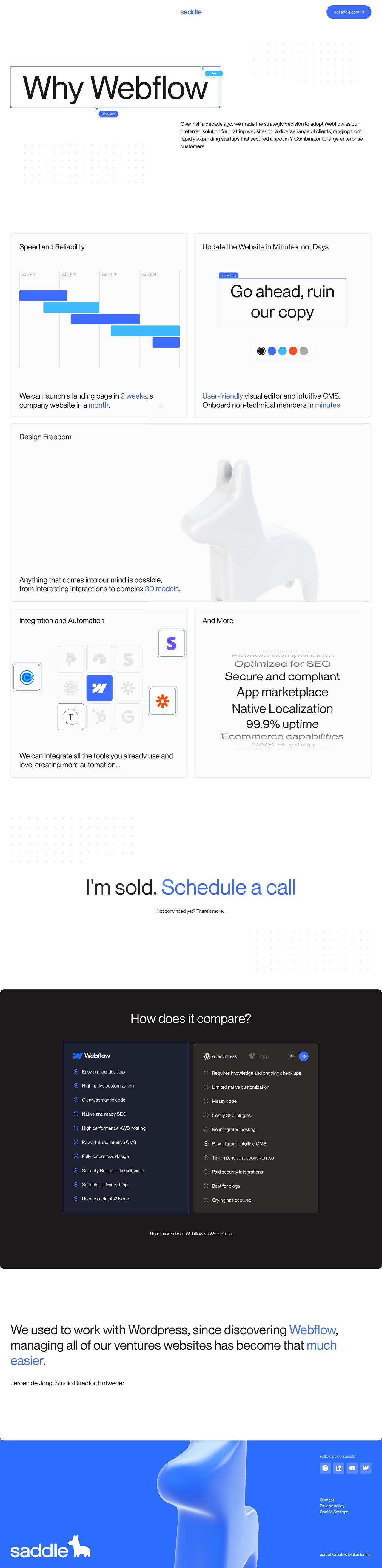 Saddle – Why Webflow Website Screenshot