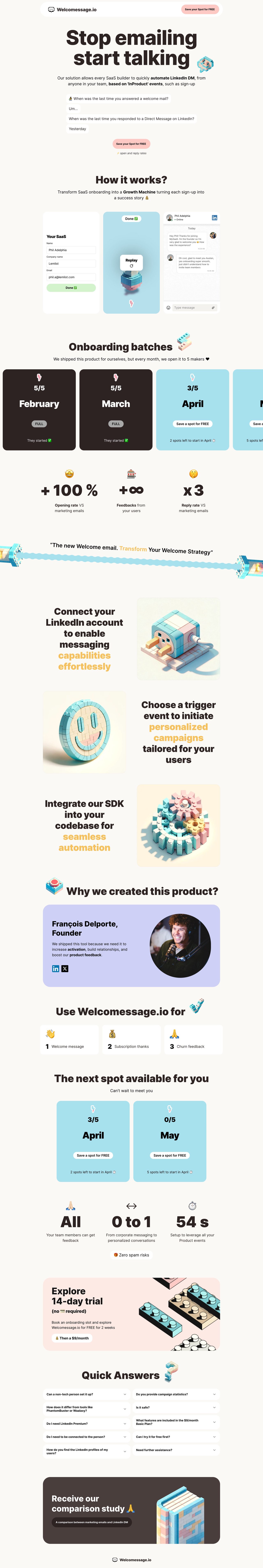 Welcomessage.io Website Screenshot