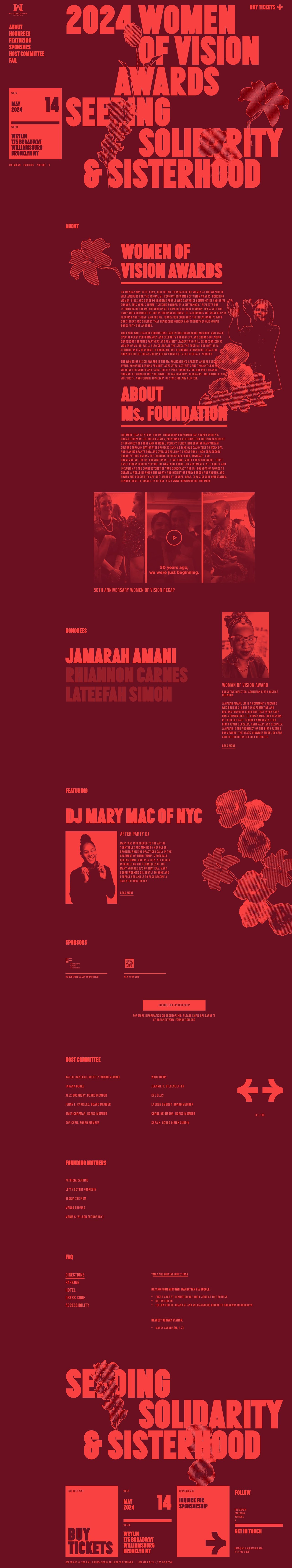 Ms. Foundation’s Women of Vision Awards Website Screenshot