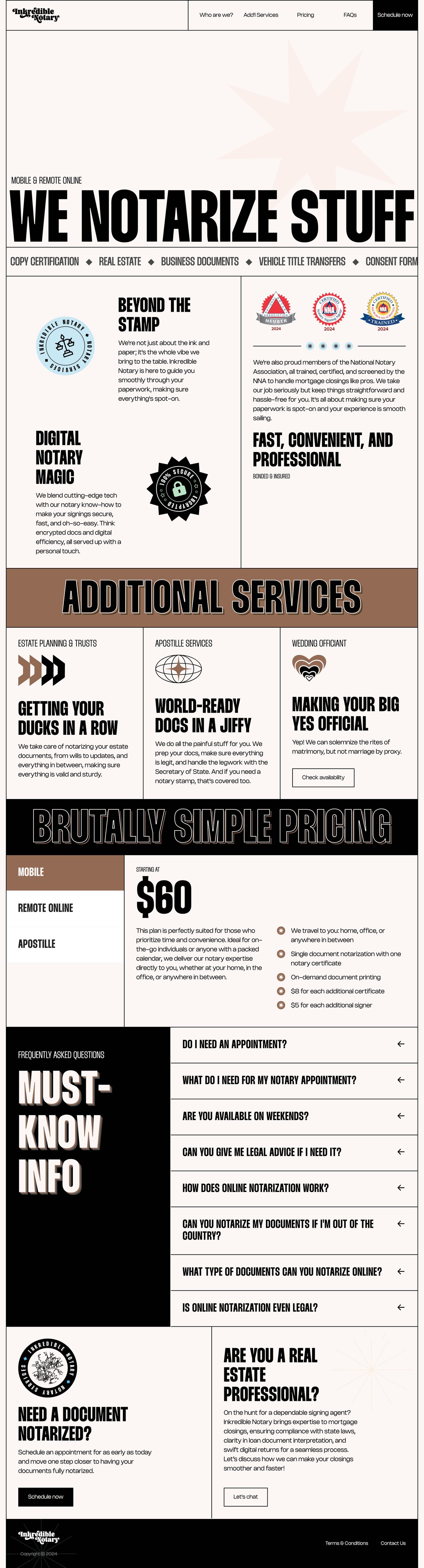 Inkredible Notary Website Screenshot