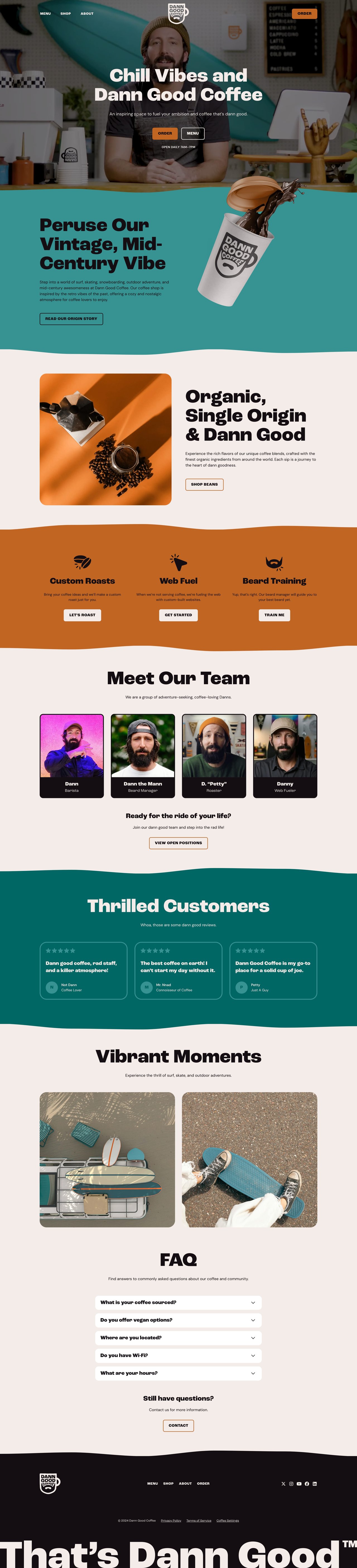 Dann Good Coffee Website Screenshot