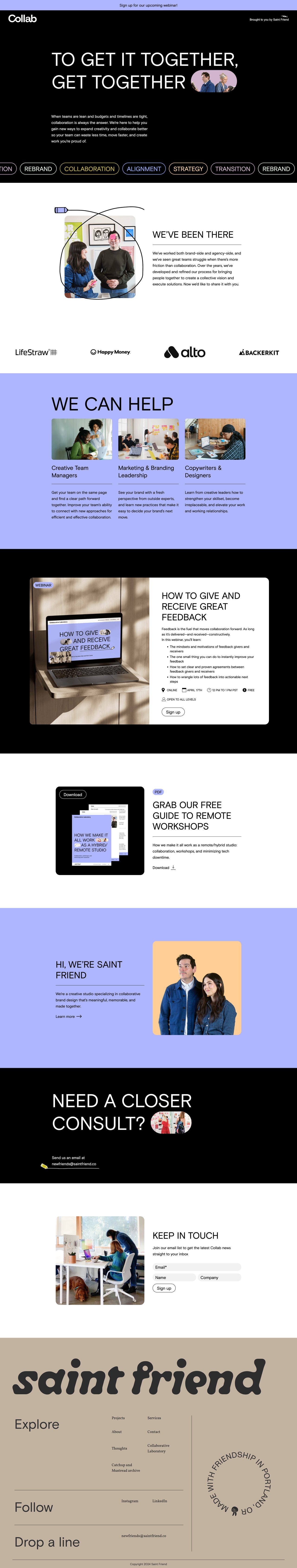 Saint Friend Collab Website Screenshot