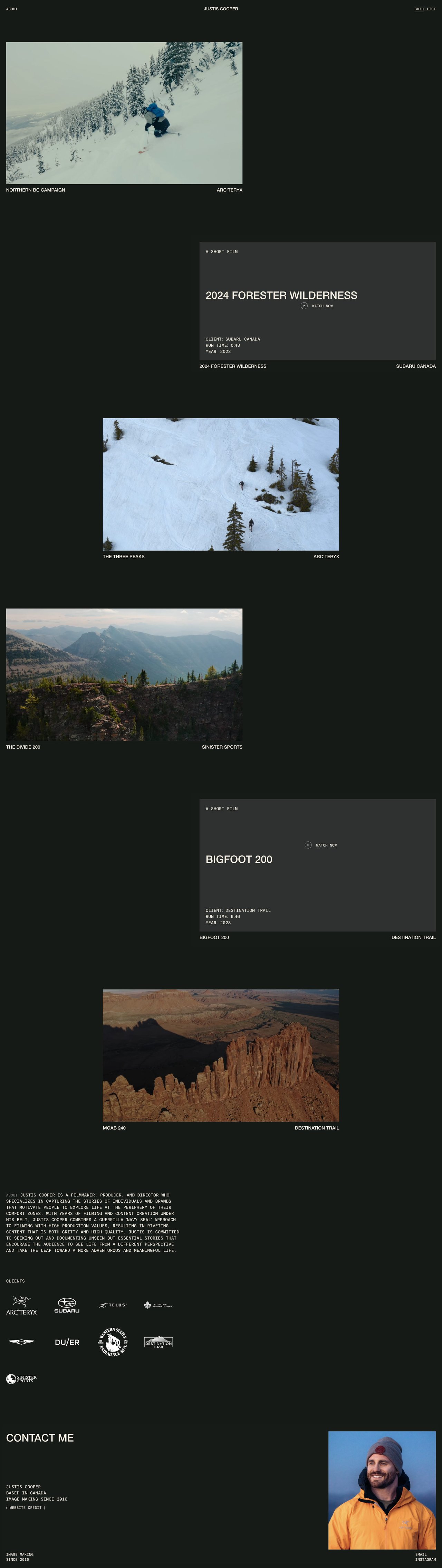 Justis Cooper Website Screenshot