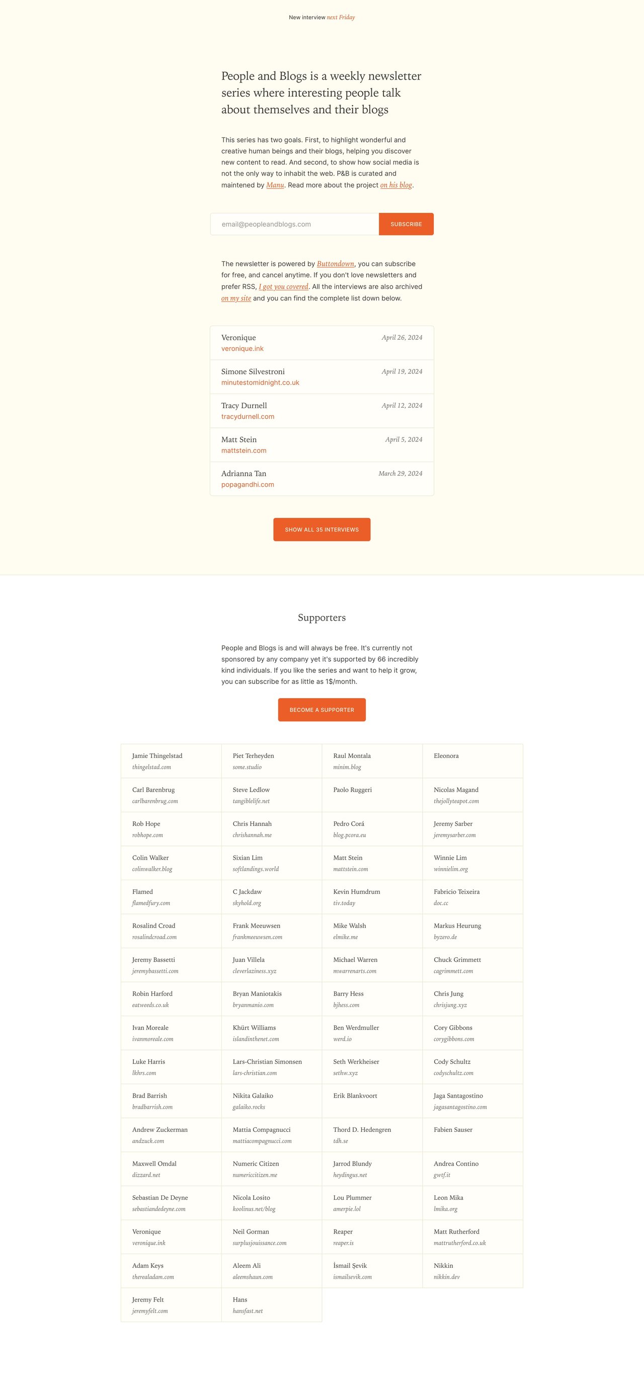 People and Blogs Website Screenshot