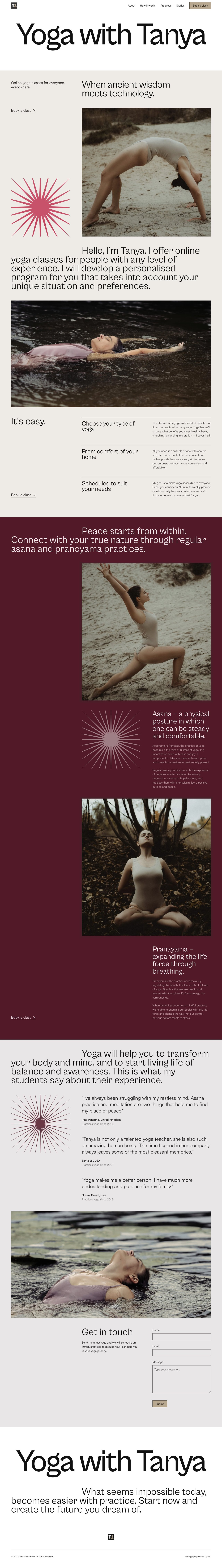 Yoga with Tanya Website Screenshot