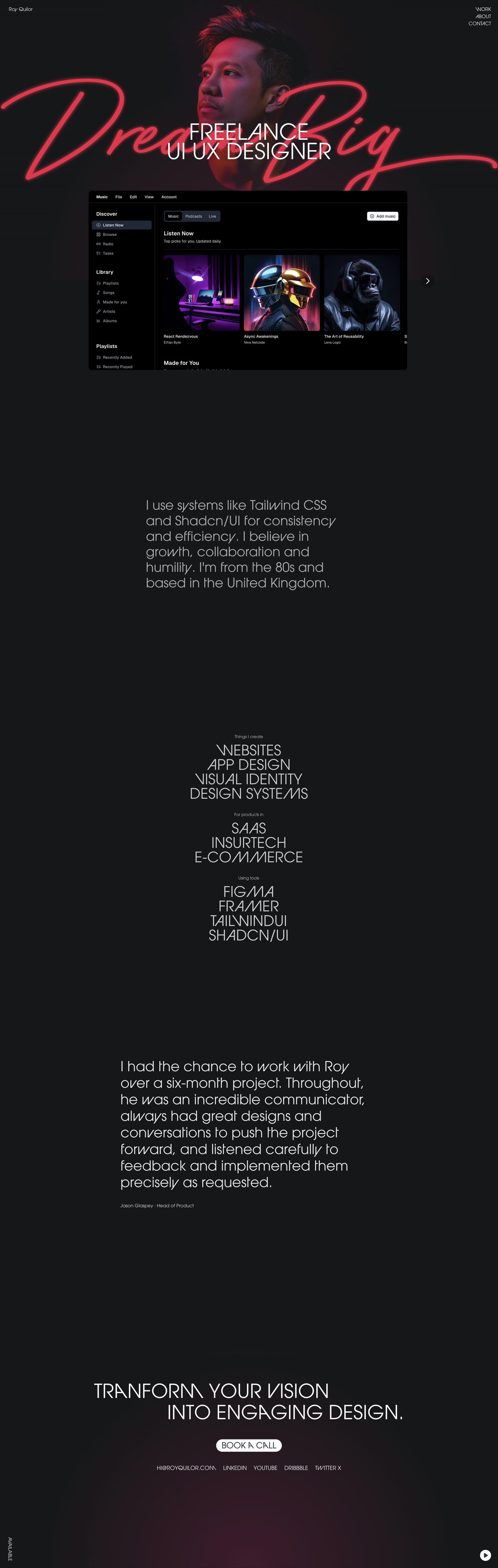 Roy Quilor Website Screenshot