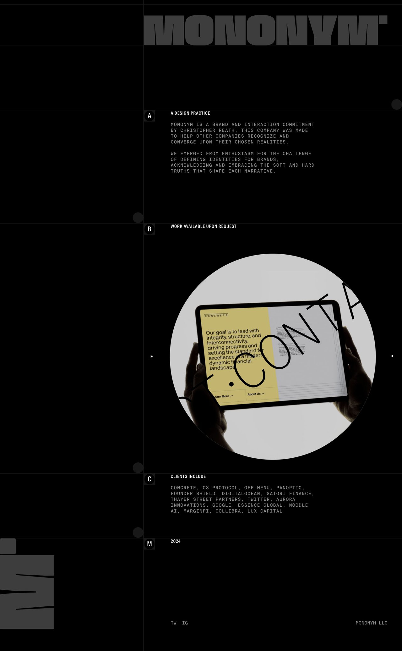 Mononym Website Screenshot