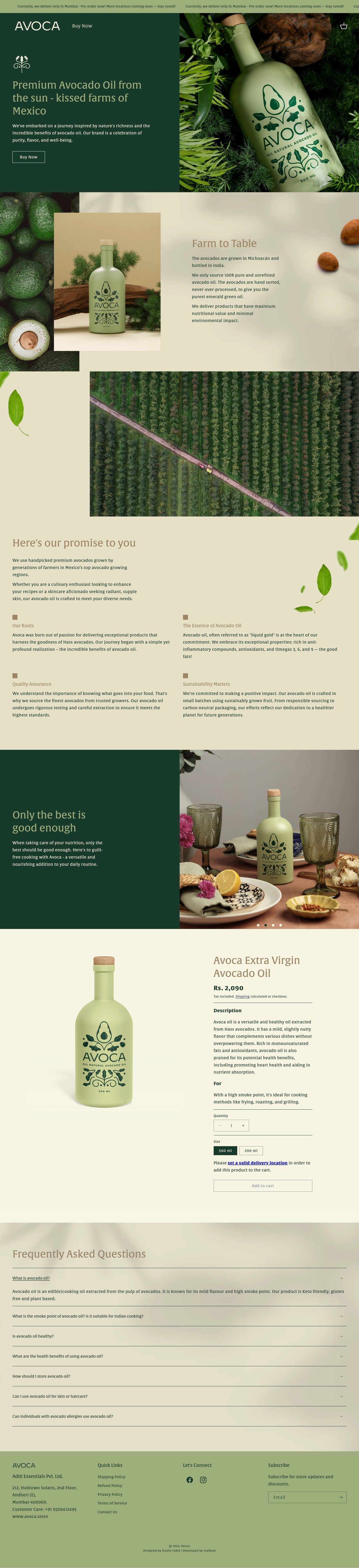 AVOCA Website Screenshot